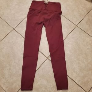 Fabletics High Waisted Red Leggings w Back Detail
